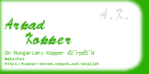 arpad kopper business card